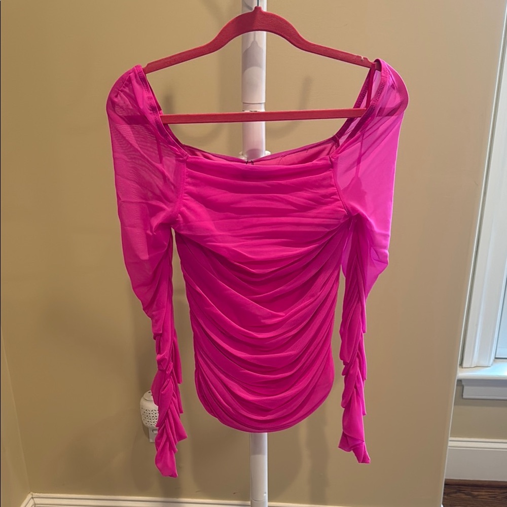 Pink Long Sleeve Ruched Top - Picture 2 of 4